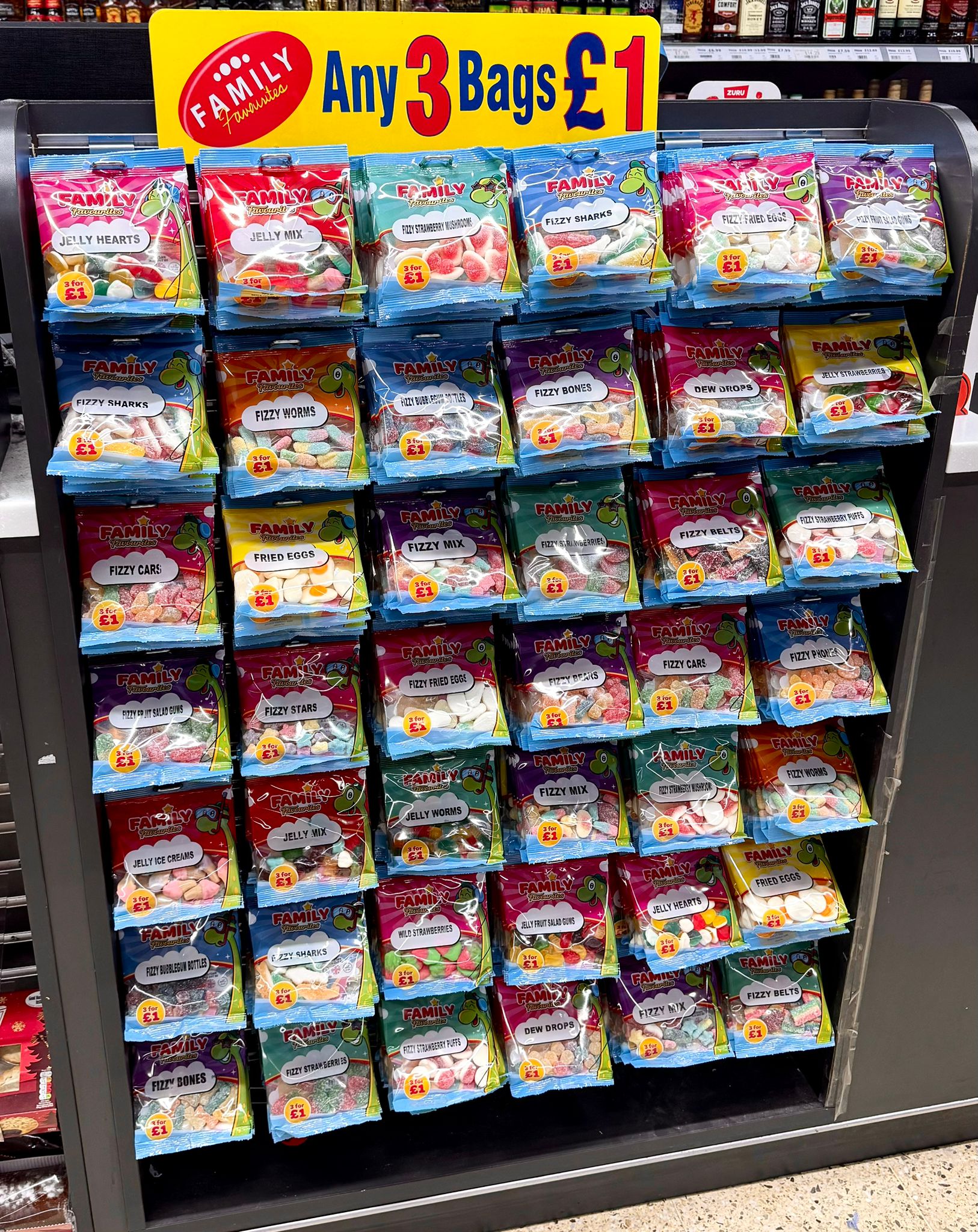 Family Favourites 3 for £1 Sweet Bags Prefilled Stand