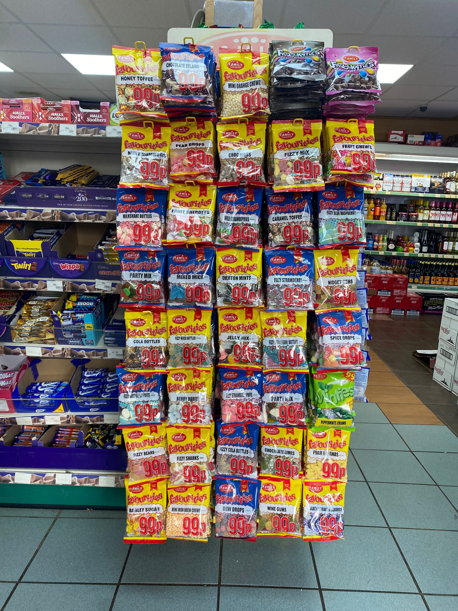 Family Favourites 99p Sweet Bags Stocked Stand